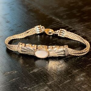 Capezio Mother of Pearl Multi Strand Classy Bracelet Silver Tone​